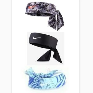 3 nike tie headbands. (Blue, pink rose, and black)
